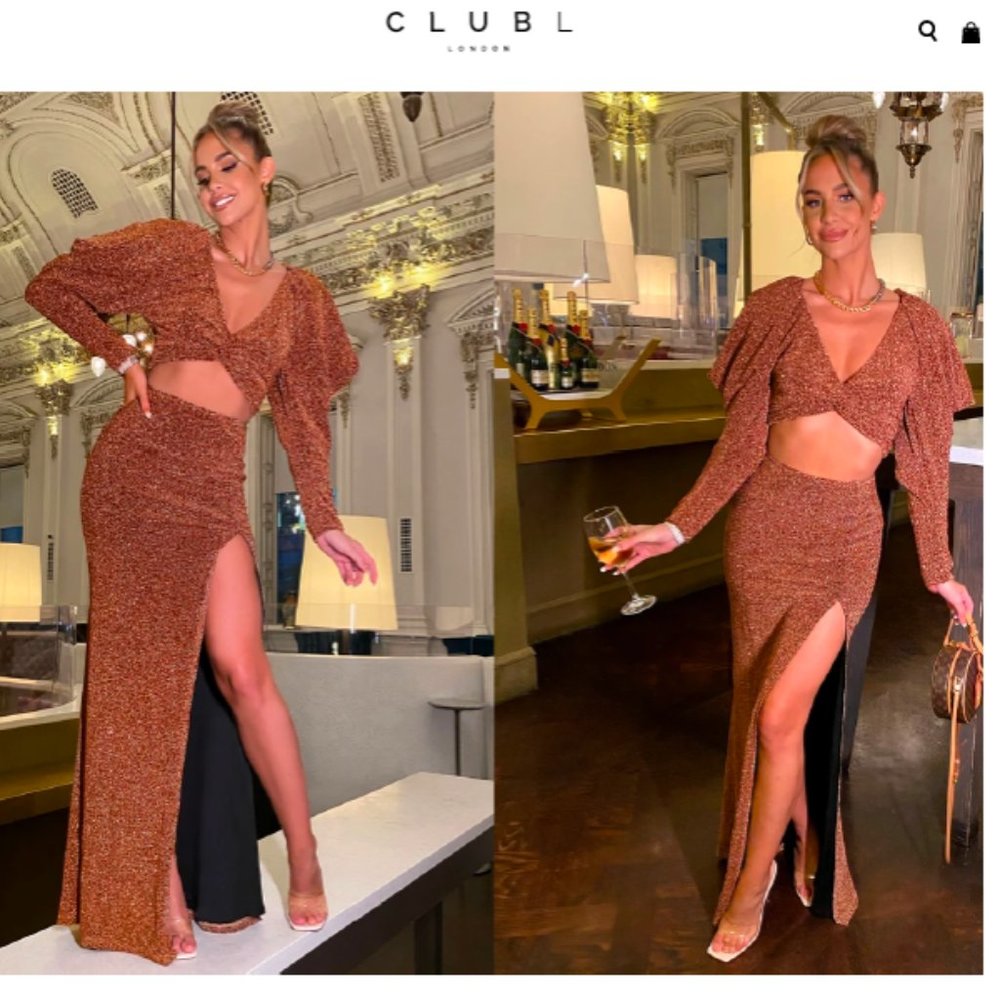 Bronze Metallic Maxi Skirt